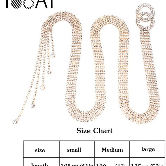 Crystal Waist Belt for Women Rhinestone Chain main image 4